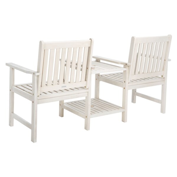 SAFAVIEH Brea Outdoor Solid Wood Twin Seat Bench