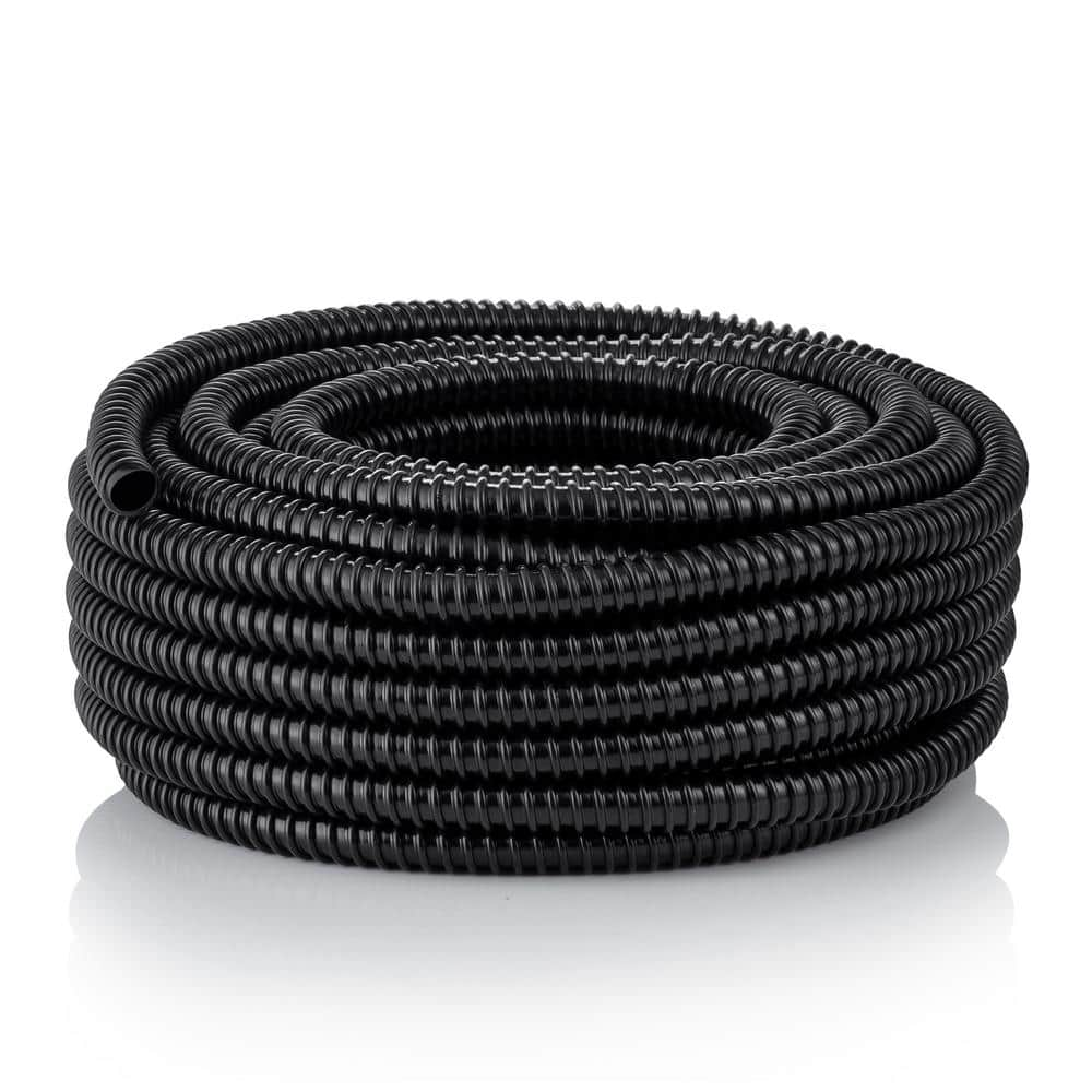 Alpine Corporation 1-1/2 in. I.D. x 100 ft. Multi-Use Pond Black Kink Free, Corrugated, Non-Kink Flexible PVC Tubing KFH112