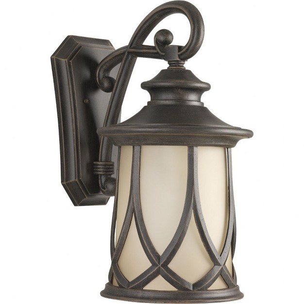 Progress Lighting Resort 1 light Large Wall Lantern Aged Copper Umber Tint Glass Shade