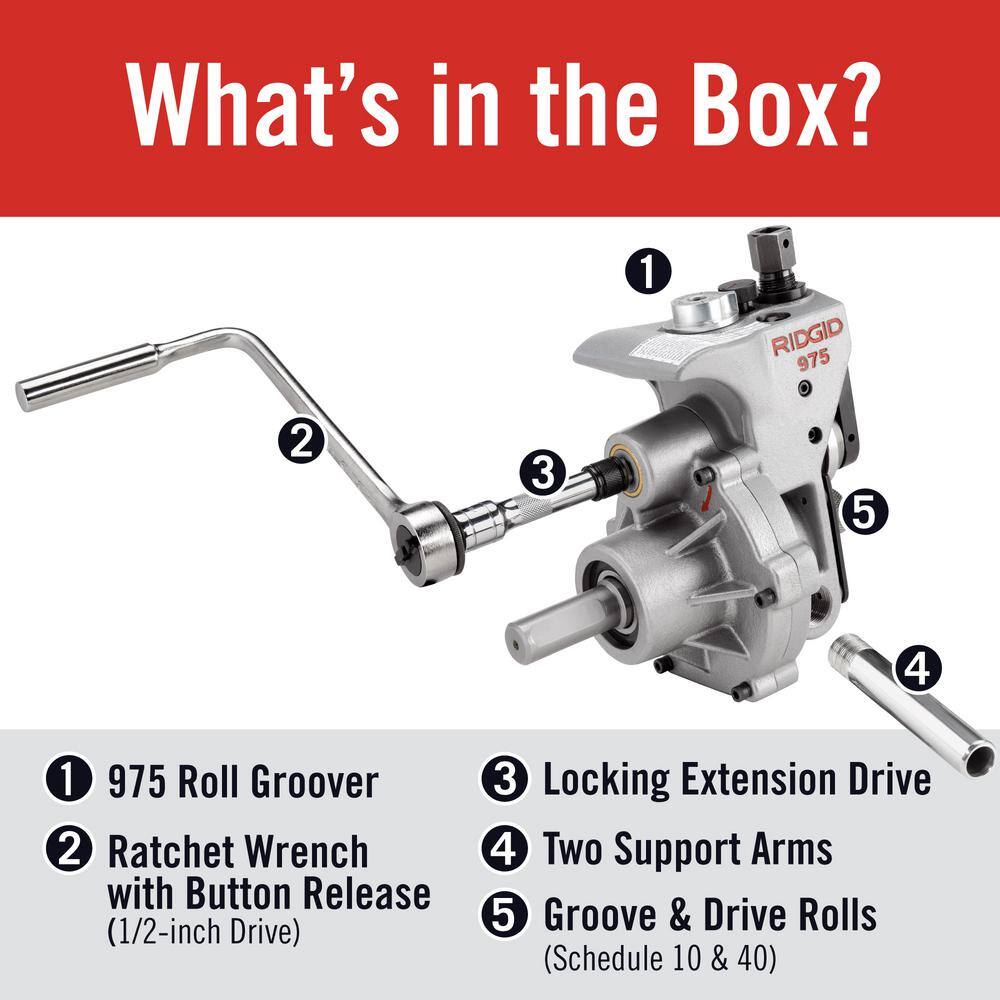 RIDGID 12 in. to 6 in. Pipe Capacity Model 975 2-in-1 Portable Combo Roll Grooving Machine - Manual Use or Power Drive Mount 25638