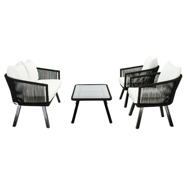 SAFAVIEH Outdoor Belmi 4piece Rope Patio Set