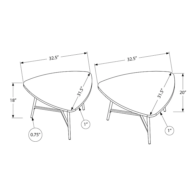 Monarch Nesting Coffee Table 2-piece Set