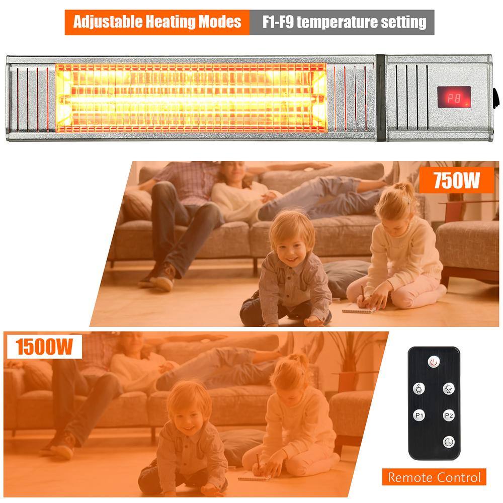 Costway 1500-Watt Electric Infrared Patio Space Heater with Remote Control and 24H Timer EP24694US