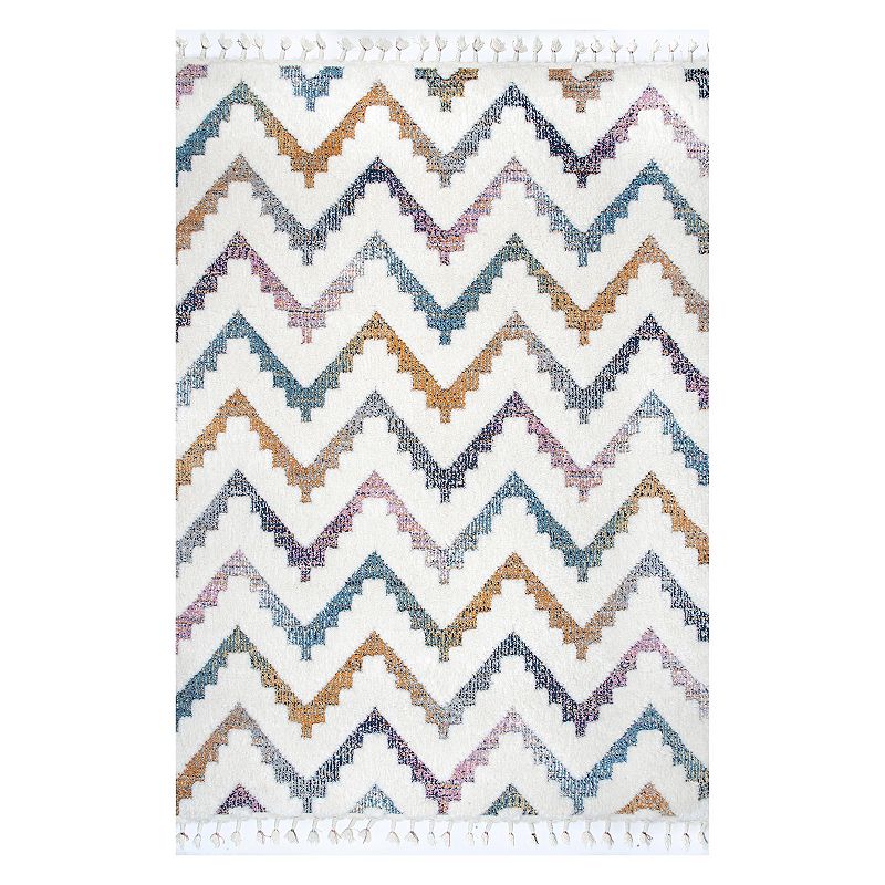 nuLoom Rumi High-Low Chevron Tassel Area Rug