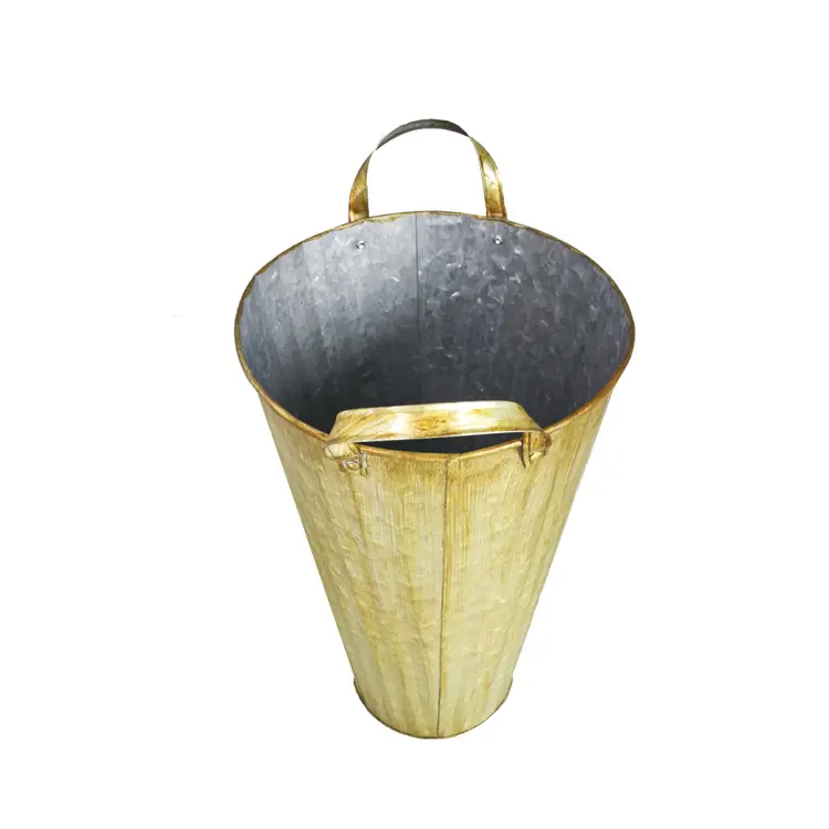 Hot sale french gold bucket farmhouse buckets for flowers galvanized buckets for flowers