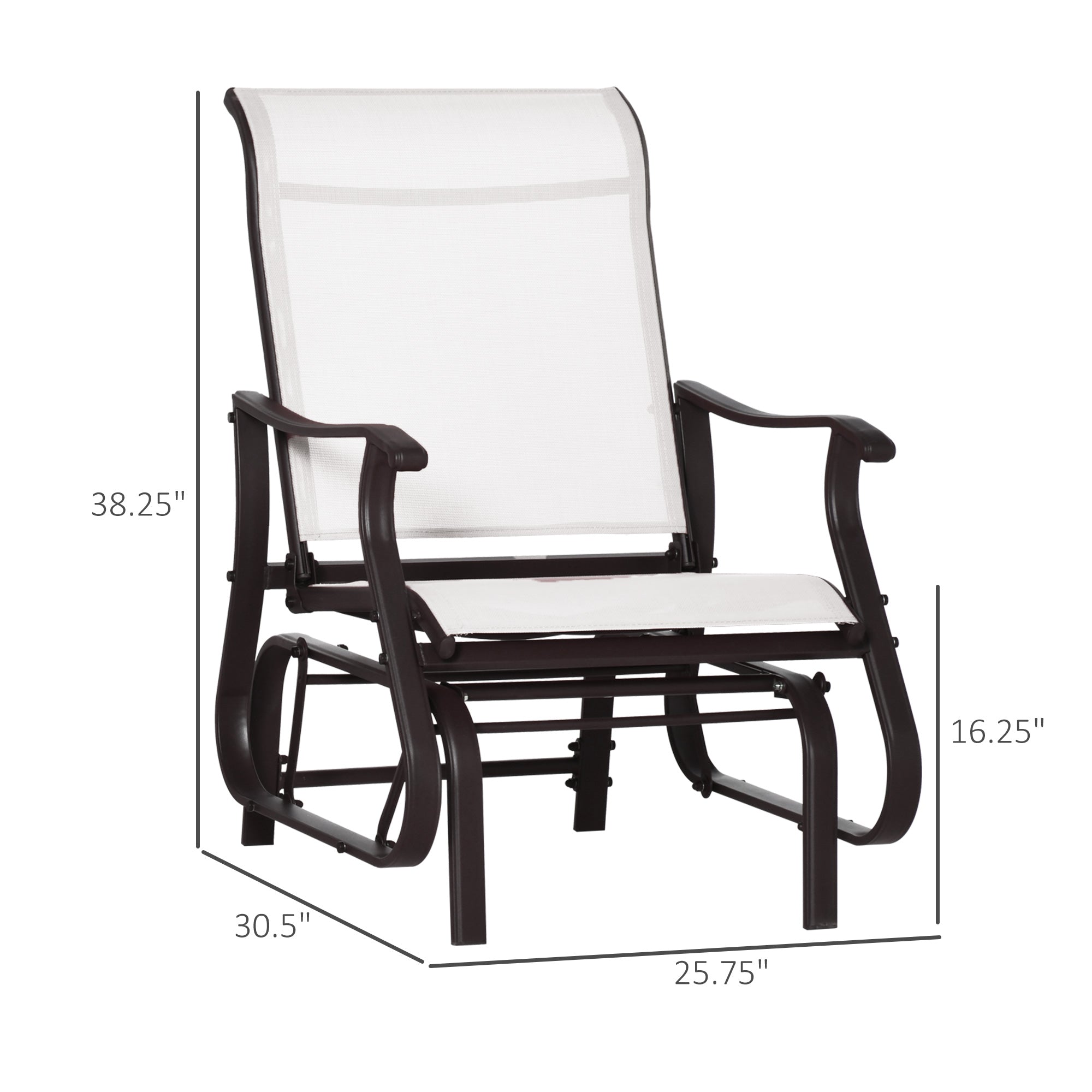 Outsunny Outdoor Swing Glider Chair, Patio Mesh Rocking Chair with Steel Frame for Backyard, Garden and Porch, White