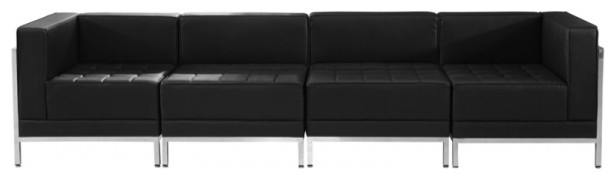 Flash Furniture Hercules Imagination Series Black Leather Lounge  4 Piece Set   Contemporary   Sectional Sofas   by XOMART  Houzz