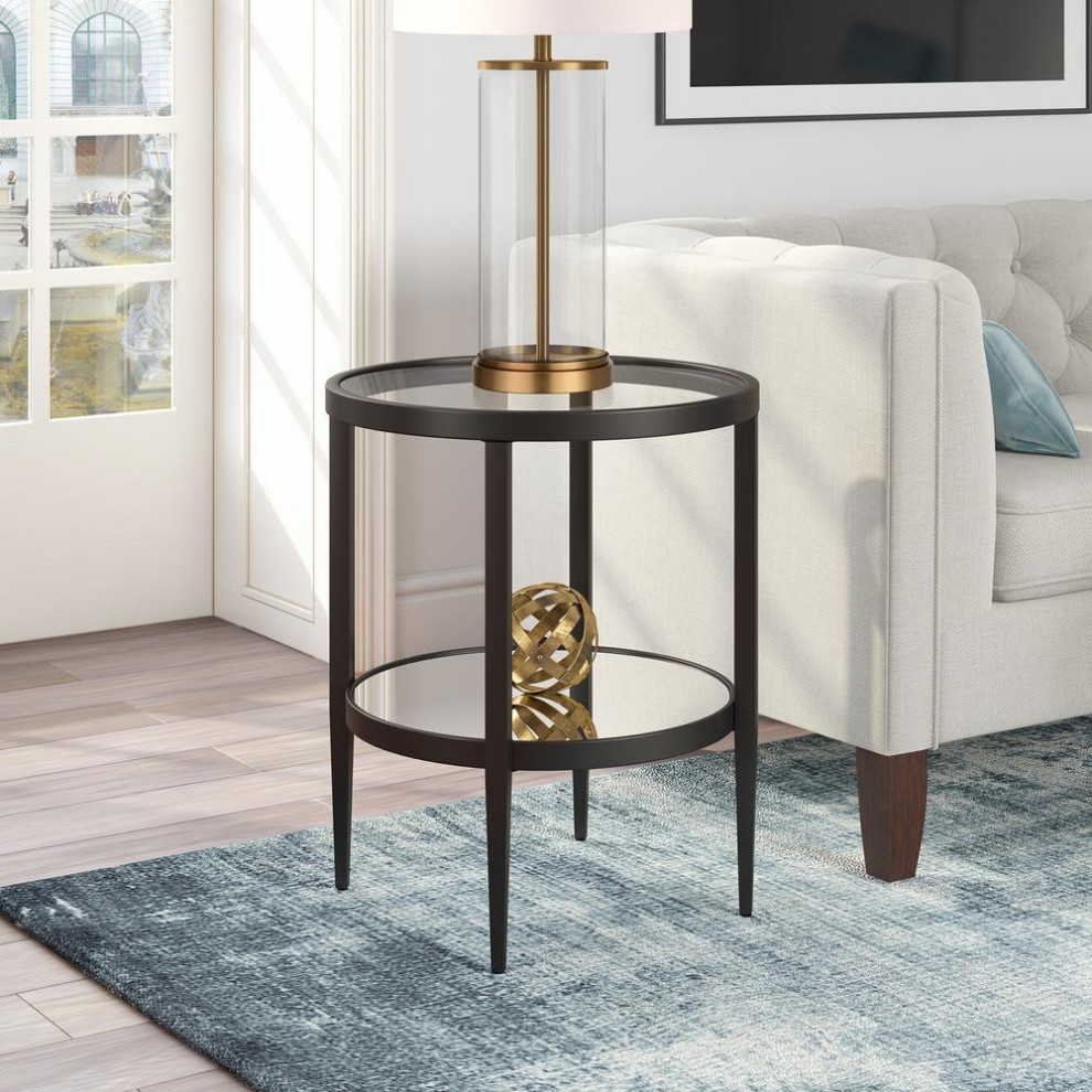 Hera 19.62  x27 x27Wide Round Side Table in Blackened Bronze   Contemporary   Accent Chests And Cabinets   by BisonOffice  Houzz