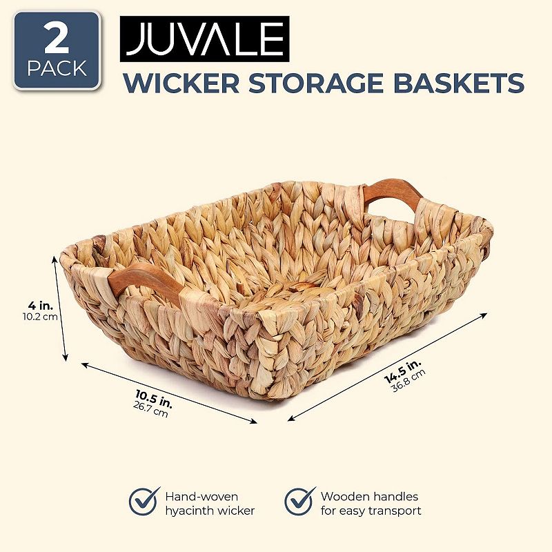 Juvale Hand Woven Wicker Storage Baskets (2 Pack)