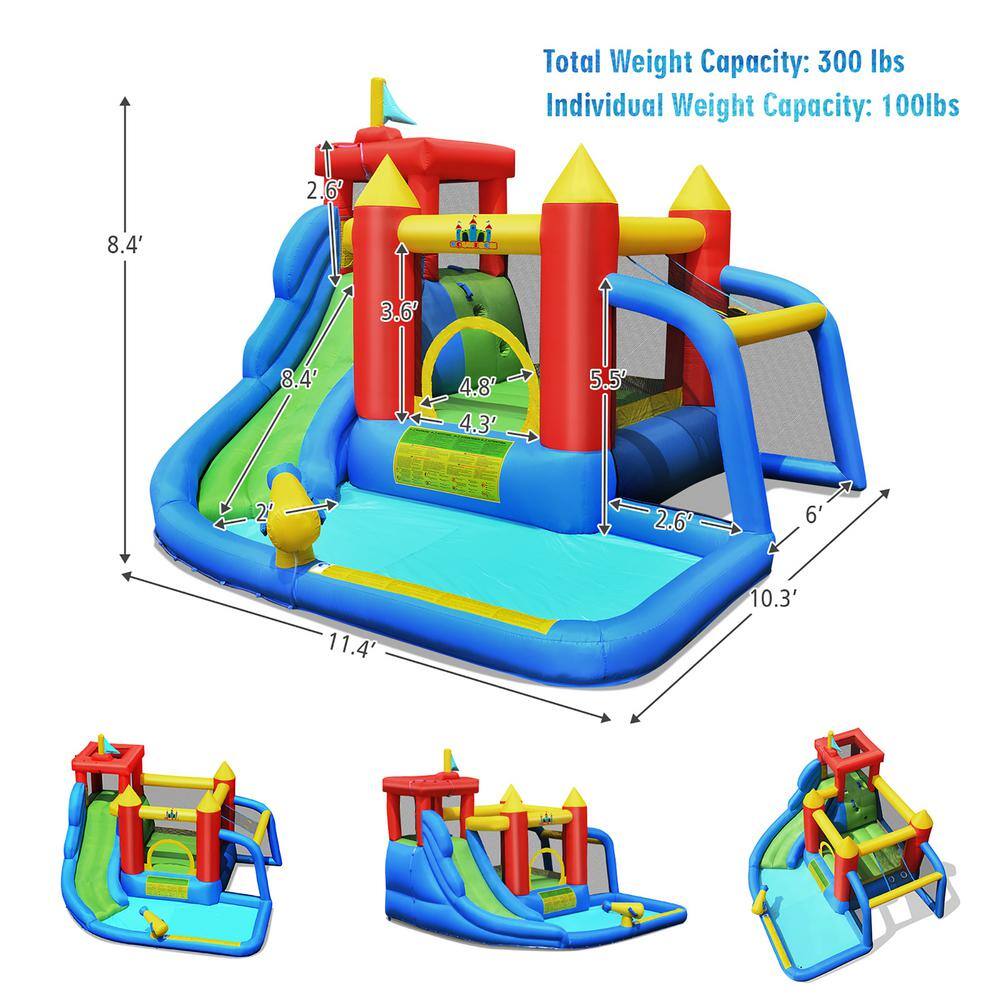 Costway Inflatable Bouncer Water Climb Slide Bounce House Splash Pool with Blower OP70639