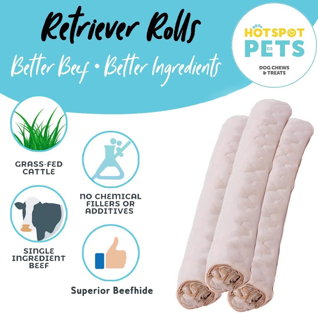 HOTSPOT PETS 8-inch All Natural Rawhide Rolls Chews Dog Treats