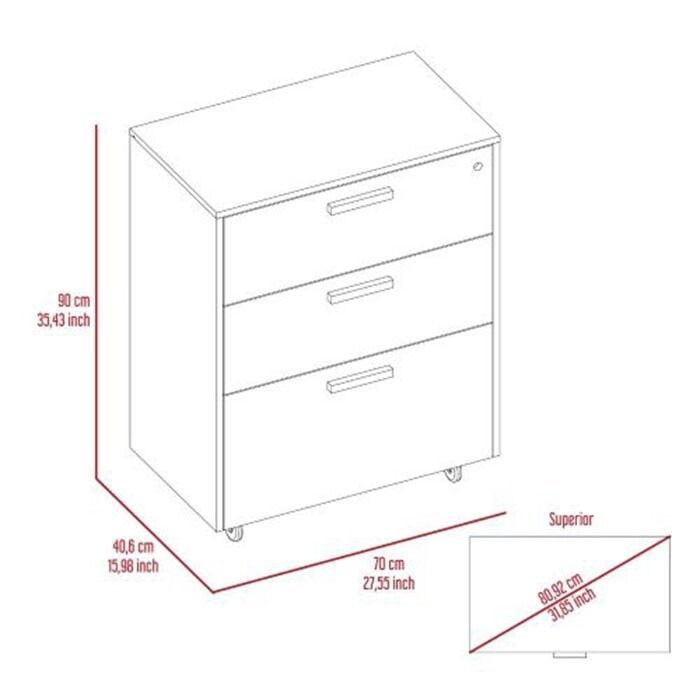 3 Drawers storage cabinet Black filing cabinet Particle Board desk drawers