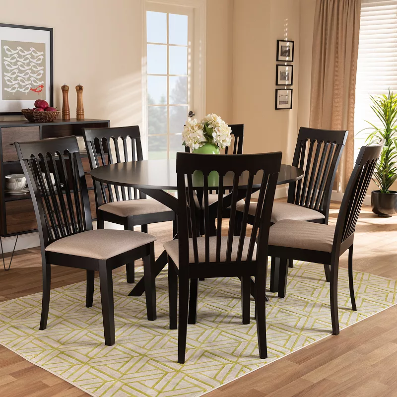 Baxton Studio Lore Dining Table and Chair 7-piece Set