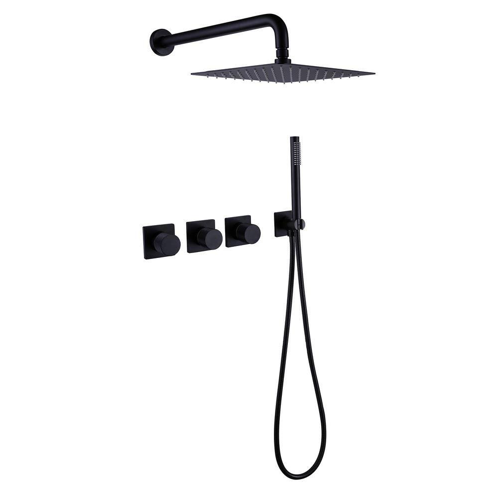 Parrot Uncle Lahara Single Handle 1-Spray Square High Pressure Shower Faucet in Matte Black (Valve Included) RCS81009MB