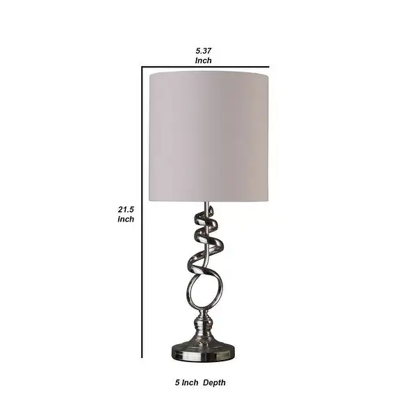 Table Lamp with Curved Abstract Metal Base， Silver