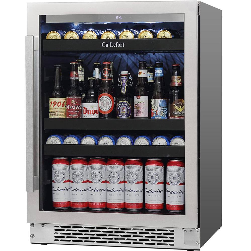 Ca'Lefort 24 inch 220 Cans(12 oz.) Beverage Cooler Beer Drink Refrigerator Built-in or Under-Counter Fridge Quiet Compressor CLF-BS24-HD