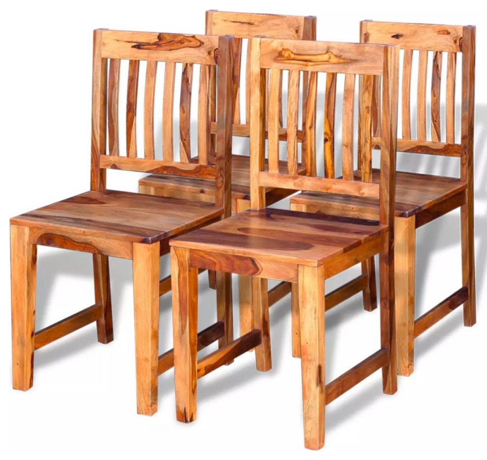 Vidaxl Dining Chairs 4 Piece Solid Sheesham Wood   Rustic   Dining Chairs   by vidaXL LLC  Houzz