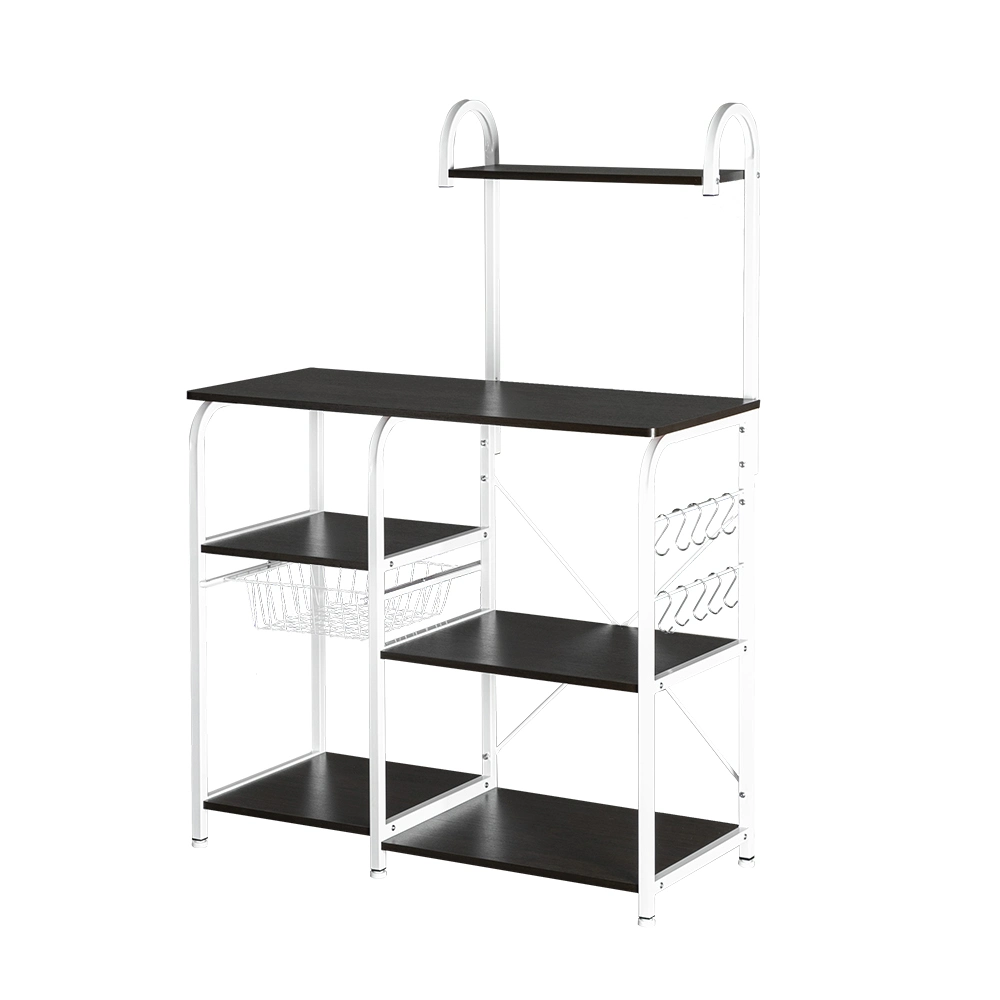 DISCOUNTTODAY Functional Kitchen Baker's Rack Utility Microwave Oven Stand Storage Cart Workstation Shelf， Black 35.43 x 16.54 x 51.77