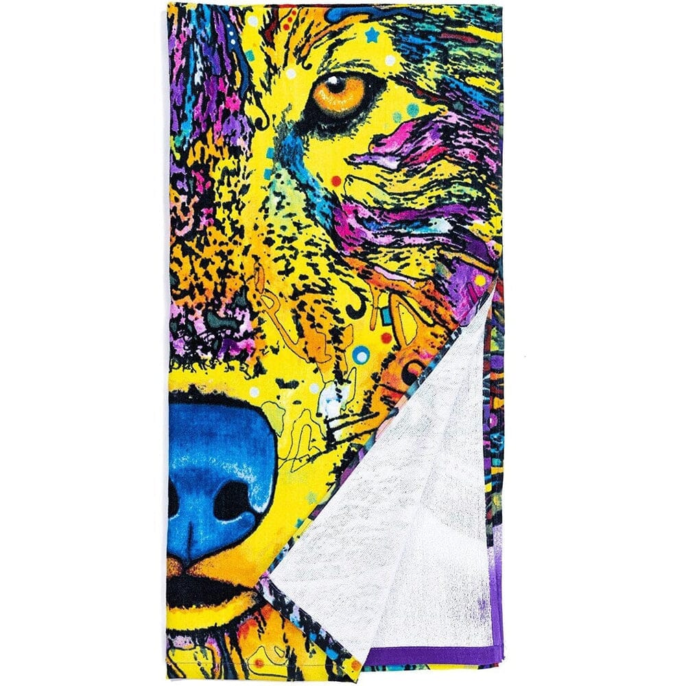 Wolf Super Soft Plush Cotton Beach Bath Pool Towel by Dean Russo