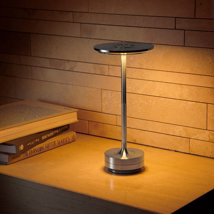 Metallic Cordless Table Lamp – Dimmable & Rechargeable Waterproof Desk Light