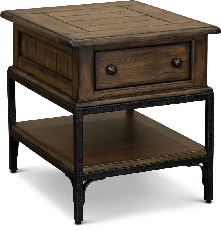 Stone Mountain Rustic Taupe End Table with 1 Drawer