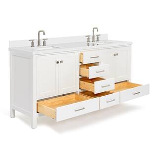 ARIEL Cambridge 73 in. W x 22 in. D x 35 in. H Bath Vanity in White with Quartz Vanity Top in White with White Basin A073DWQRVOWHT