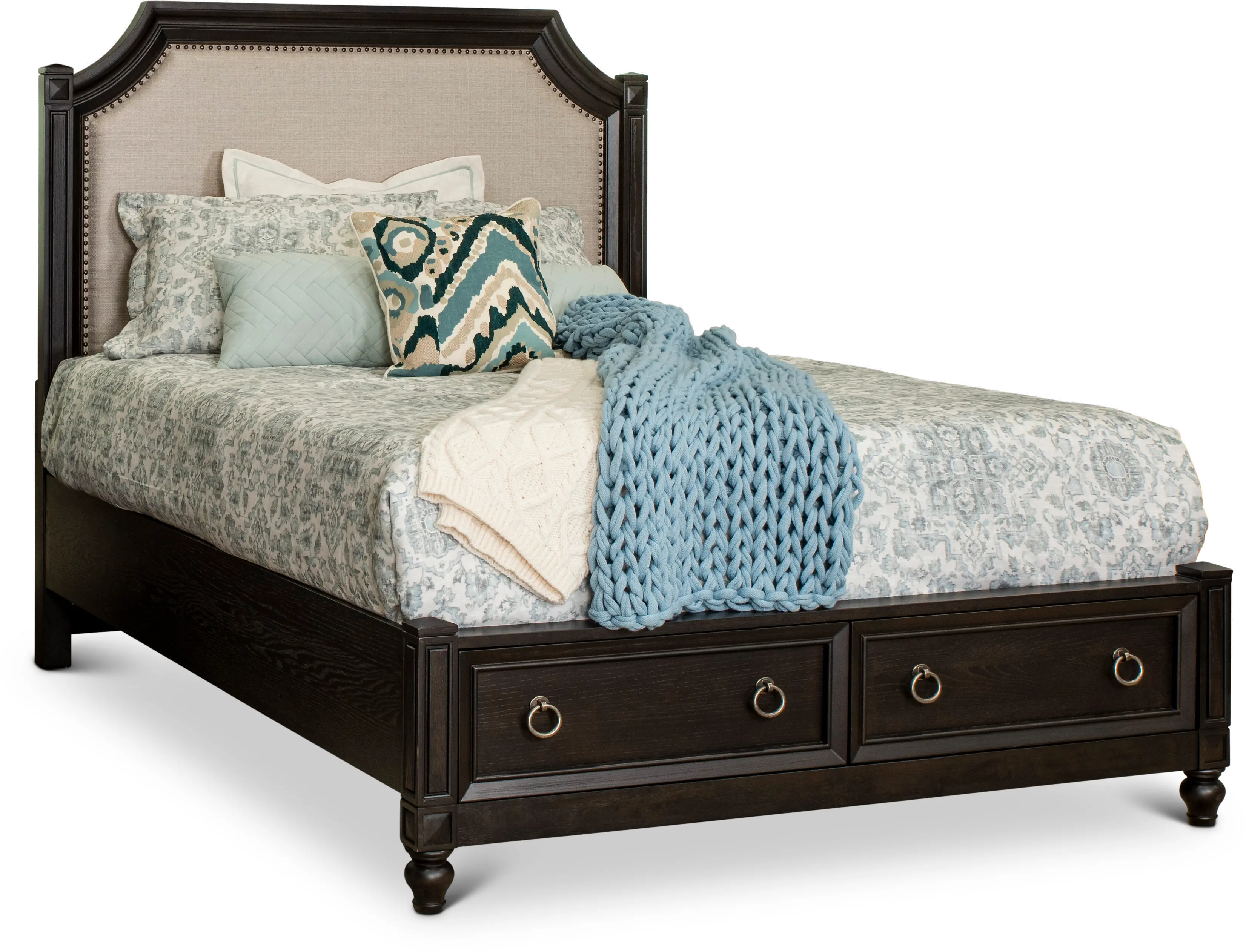 Hillside Black Oak Queen Storage Bed