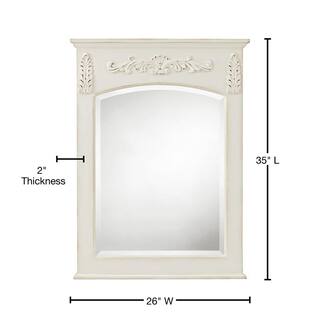 Home Decorators Collection 26 in. W x 35 in. H Framed Rectangular Bathroom Vanity Mirror in Antique White 1590400410