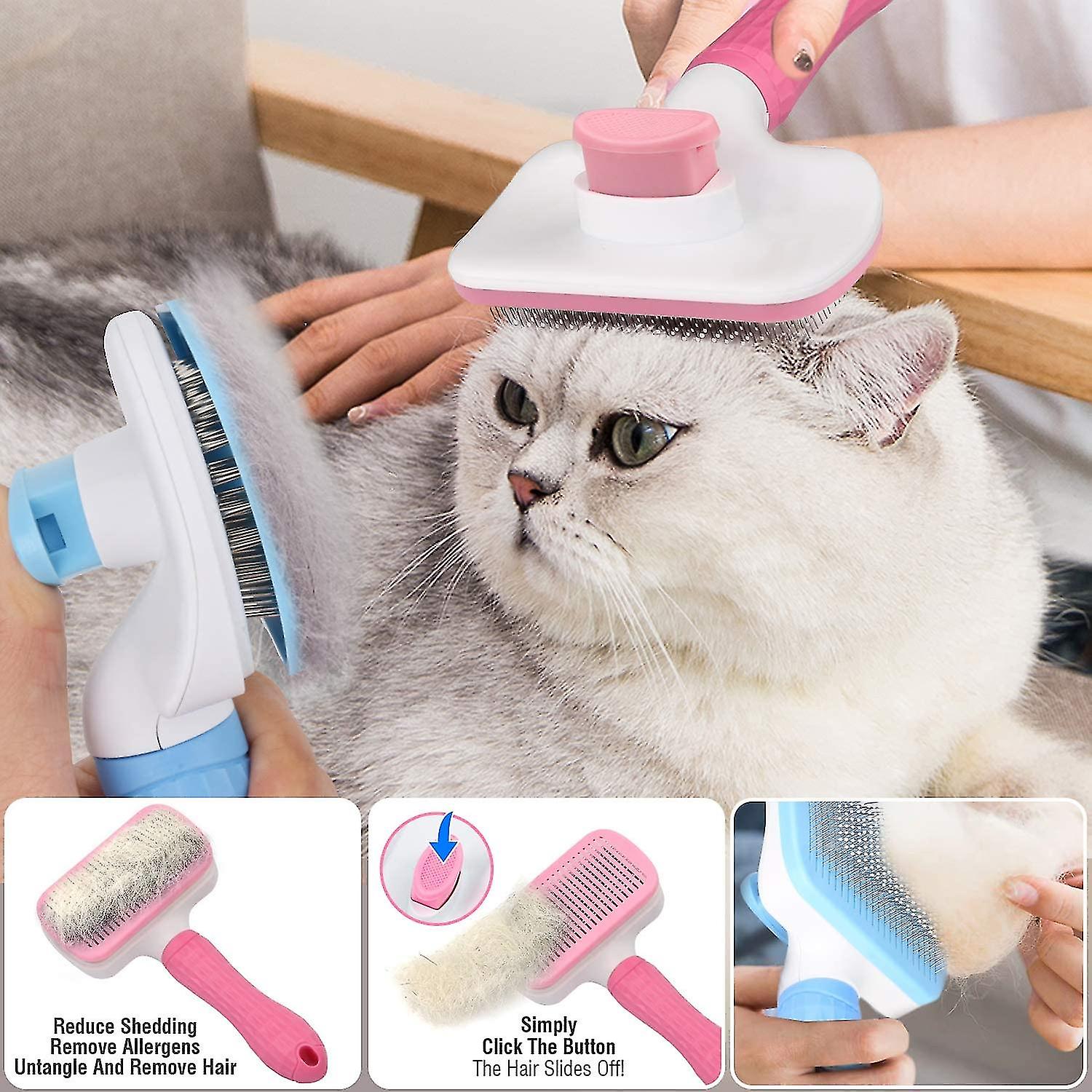 Self Cleaning Slicker Brush For Dogs And Cats，pet Grooming Tool，removes Undercoat，shedding Mats And Tangled Hair，dander，dirt， Massages Particle，improv