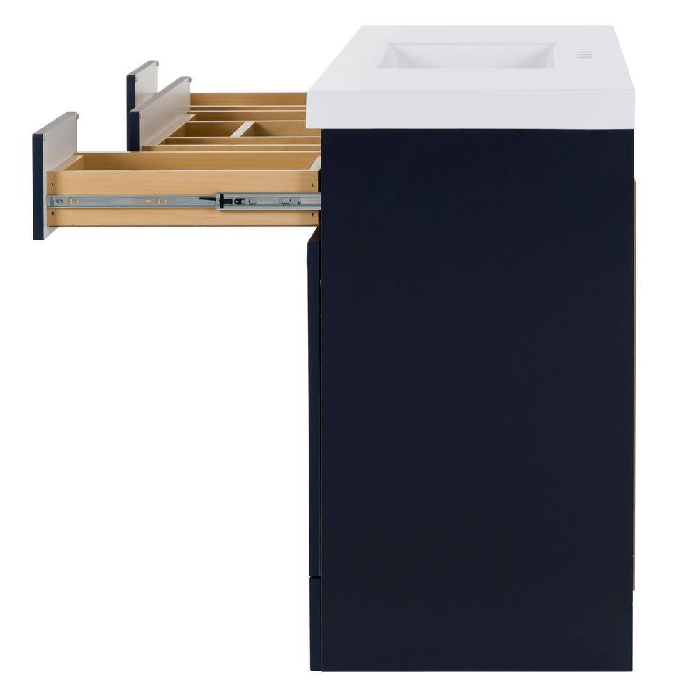 Glacier Bay Everdean 48.5 in. W x 18.75 in. D x 34.38 in. H Bath Vanity in Deep Blue with White Cultured Marble Top EV48P2-DB