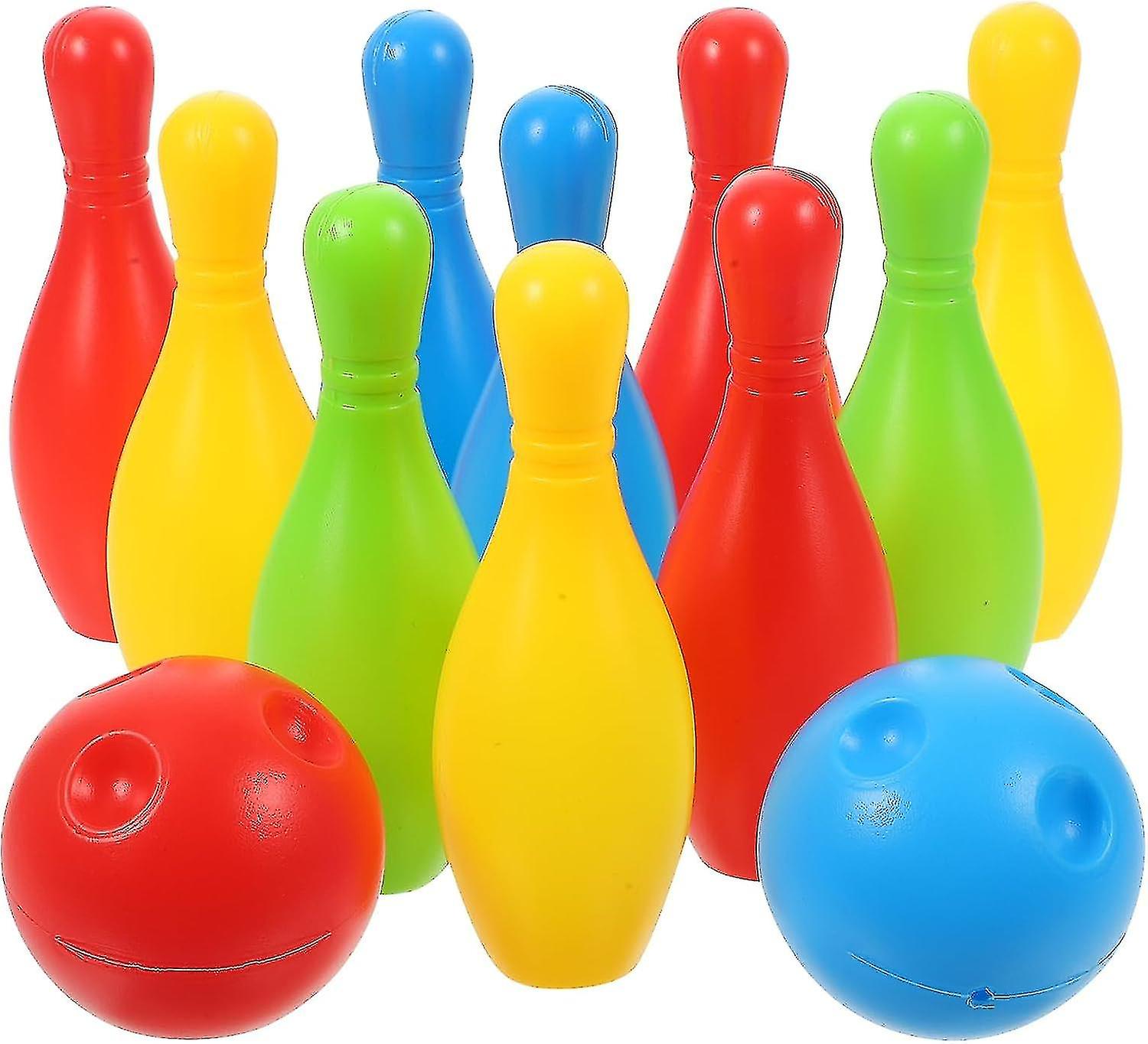 Bowling Set For Kids，mini Toy Bowling Set Garden Skittles Game Indoor Party Games 10 Pcs Pins Game With 2 Balls For Kids 3+ Years