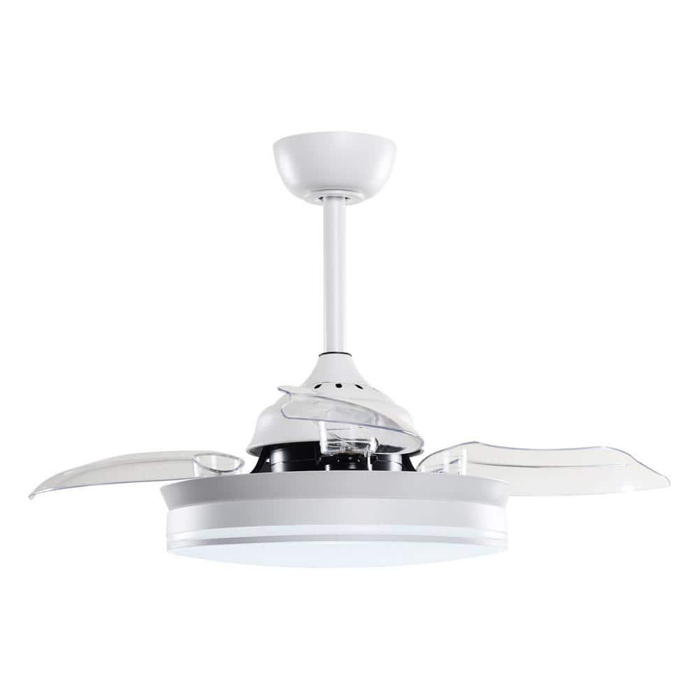 Parrot Uncle Ericksen 36 in Retractable White Ceiling Fan Chandelier with Light and Remote Control