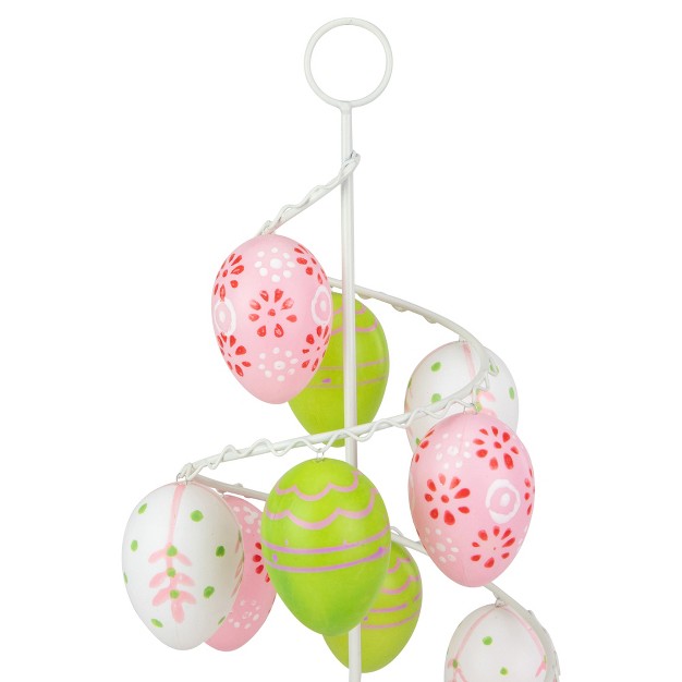 Floral Cut out Spring Easter Egg Tree Decoration Pink green