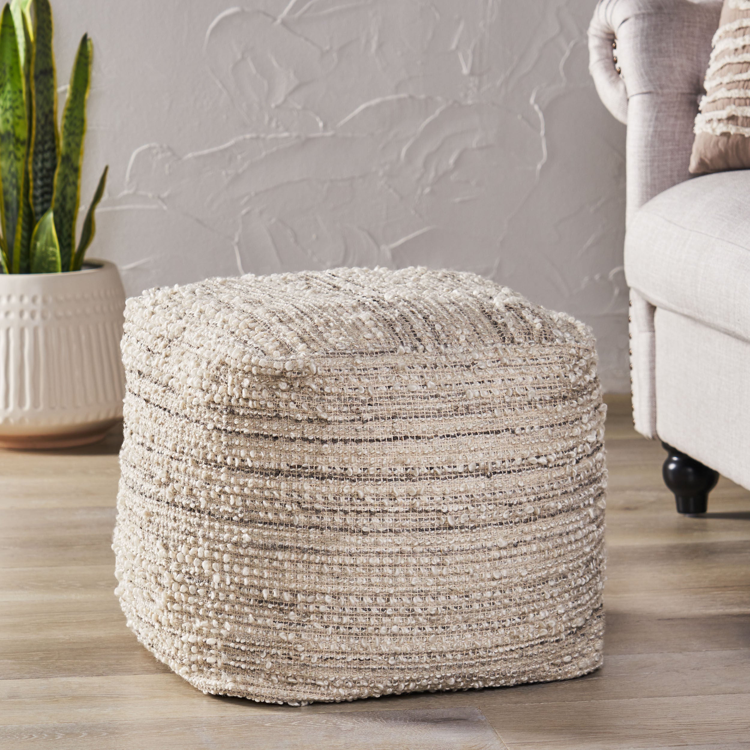 Osgood Boho Handcrafted Fabric Cube Pouf