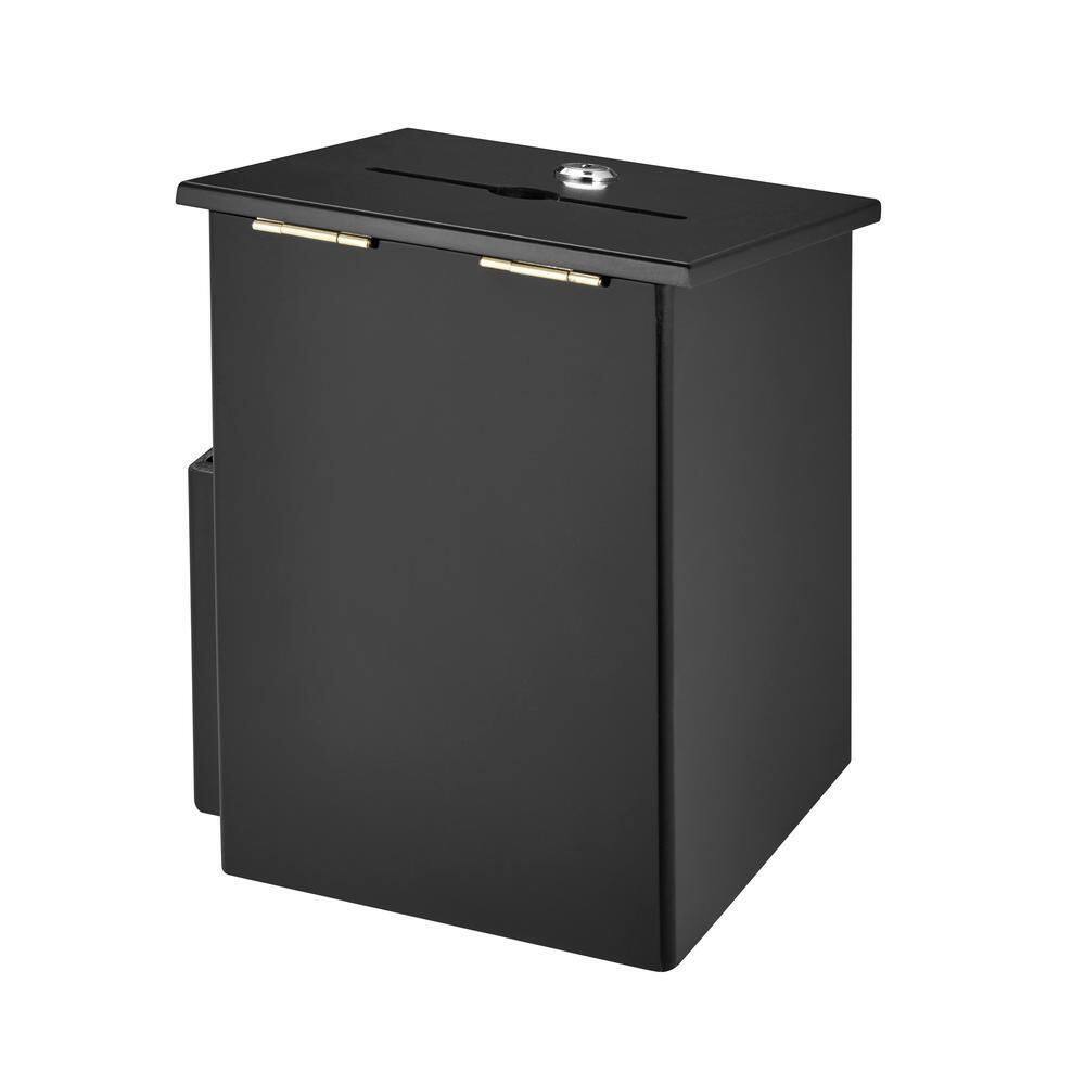 AdirOffice Squared Wood Locking Suggestion Box Black with Suggestion Cards 632-01-BLK-PKG