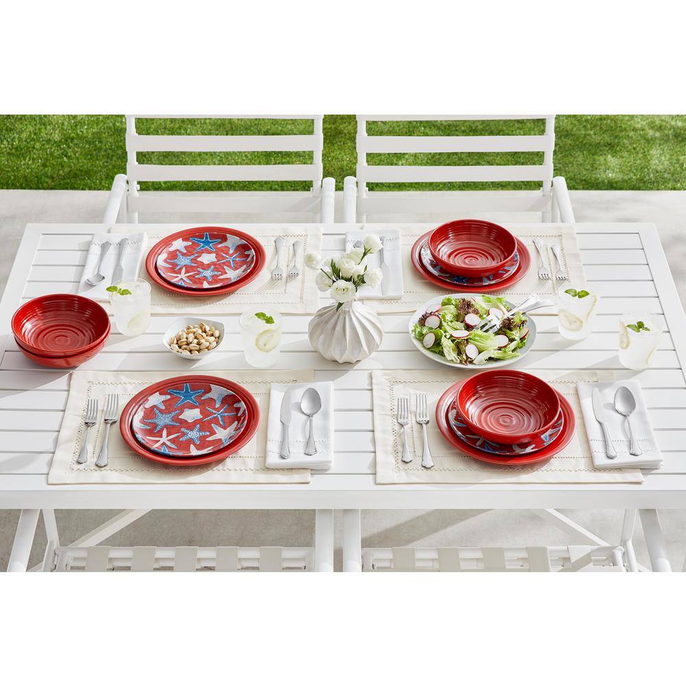 StyleWell Taryn Melamine Dinner Plates in Ribbed Chili Red (Set of 6) FF5881CHI