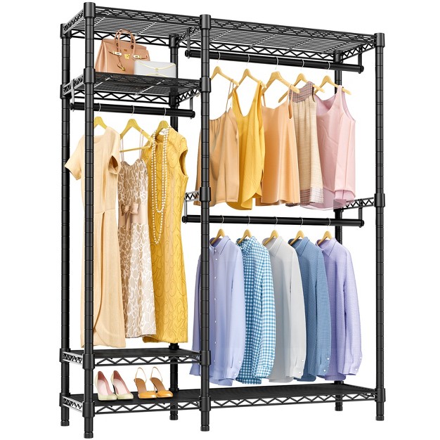 Vipek V2 Garment Rack Metal Clothing Rack For Hanging Clothes Free Standing Closet Wardrobe Max Load 700lbs Black