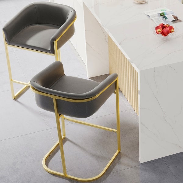 Modern Velvet Upholstered Counter Height Bar Stools