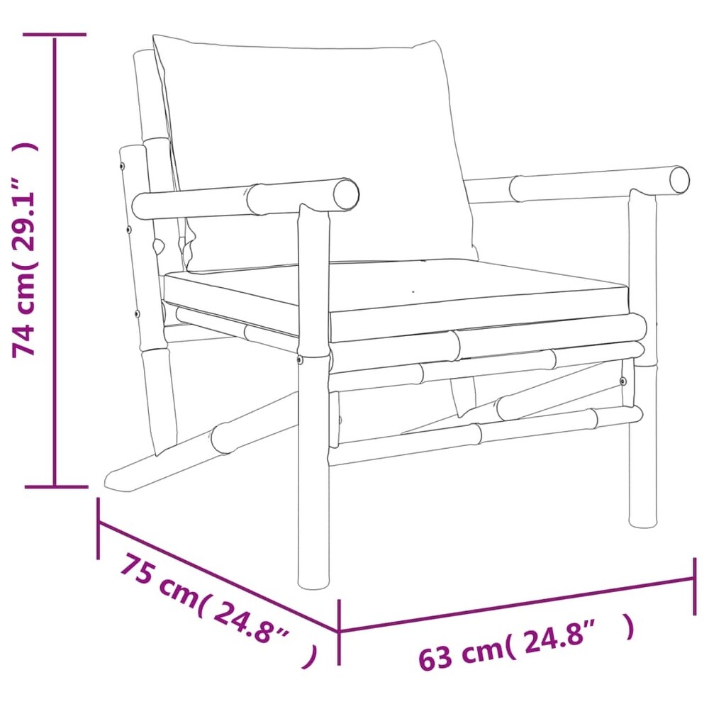 vidaXL 3/4/5 Piece Patio Lounge Set with Dark Gray Cushions Bamboo   35.4\