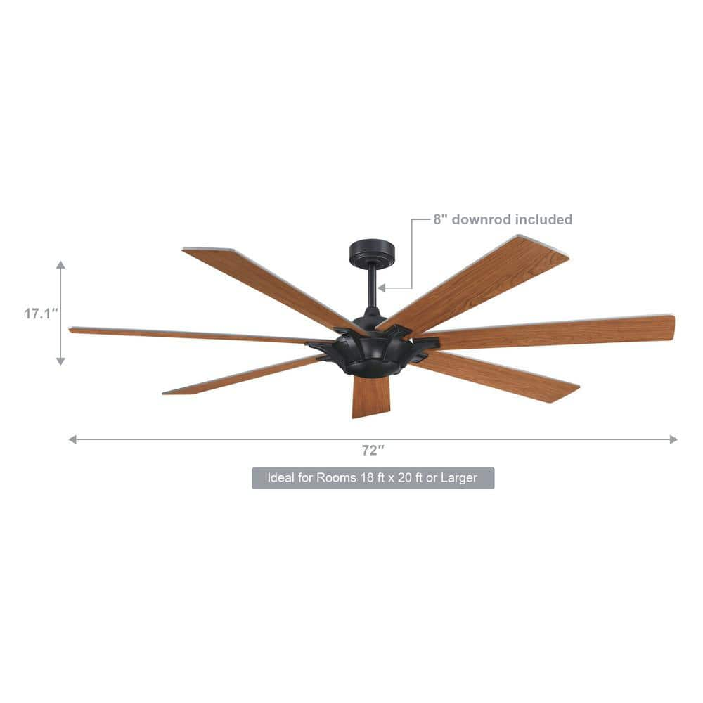 Parrot Uncle Liew 72 in Matte Black Reversible 7Blade Ceiling Fan with Remote Control