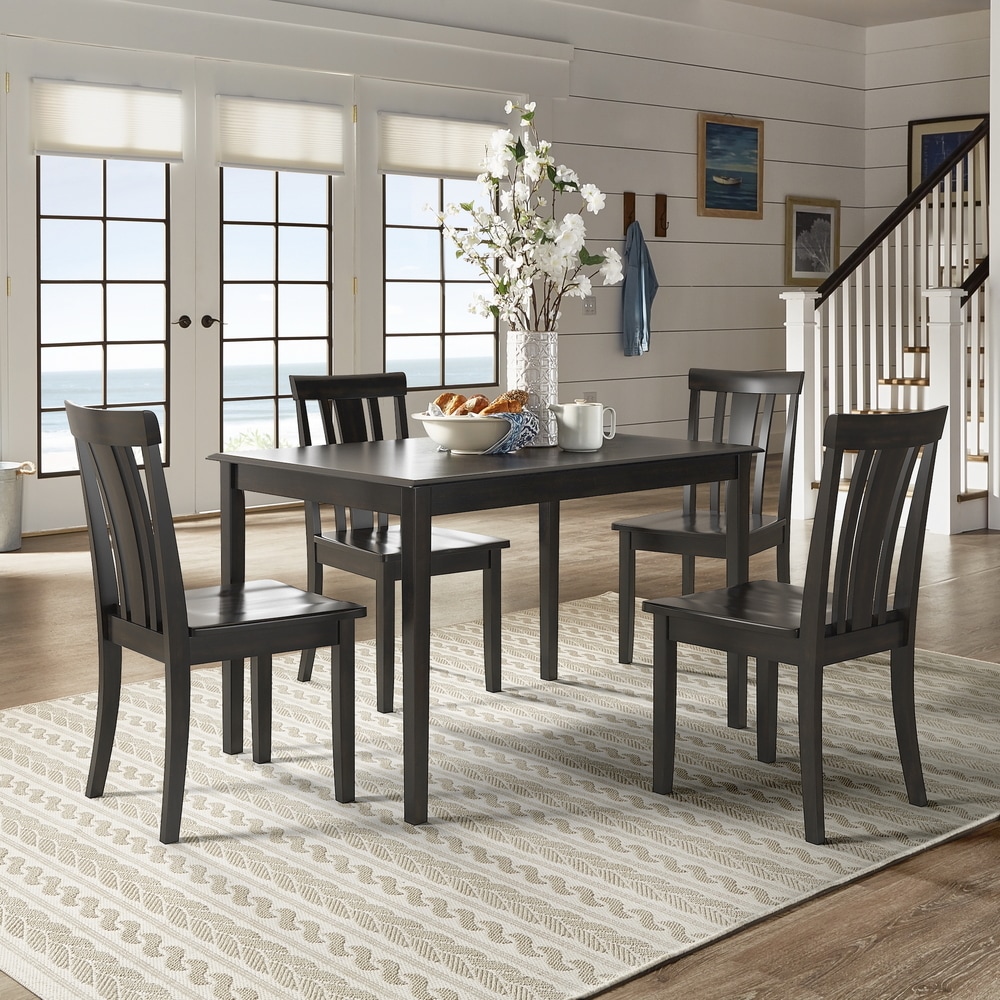 Wilmington II 48 Inch Rectangular Antique Black 5 Piece Dining Set by iNSPIRE Q Classic