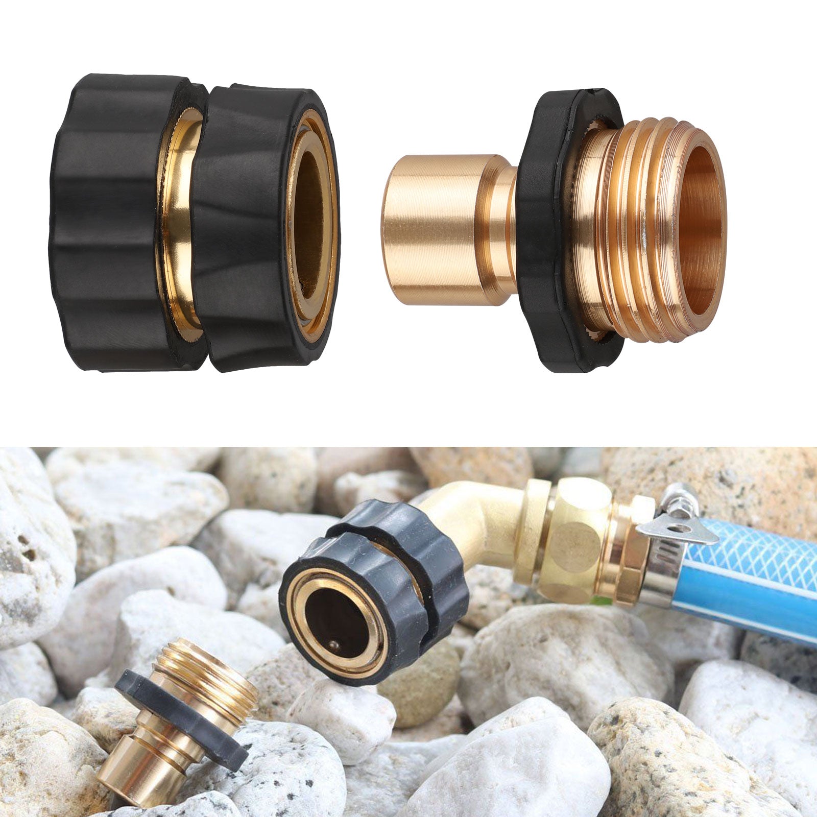 EEEkit 4 Set Garden Hose Quick Release Connect Coupler， Male and Female Metal Hose Fitting Quick Connector， No Leaking Water Hoses Quick Disconnect Adapter