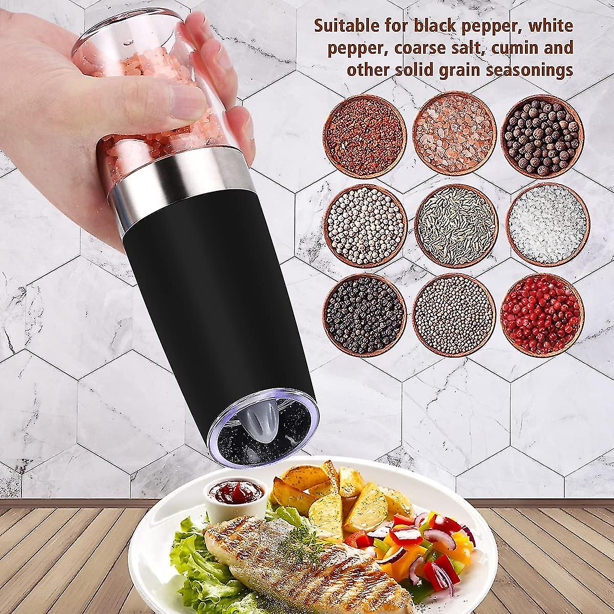 Electric Gravity Pepper Grinder Set， Salt/ Pepper Grinder Set With Adjustable Coarseness