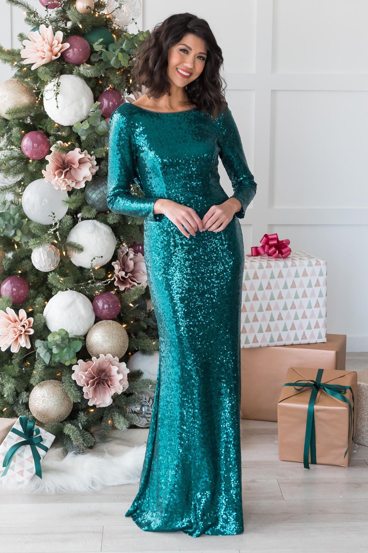 The Noel Ballroom Modest Sequin Gown