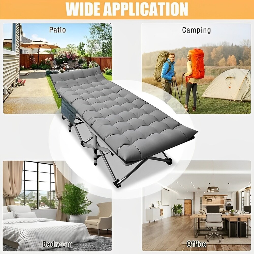 Folding Camping Cots with Removable Cotton Mattress (2 in a set)  600 lbs