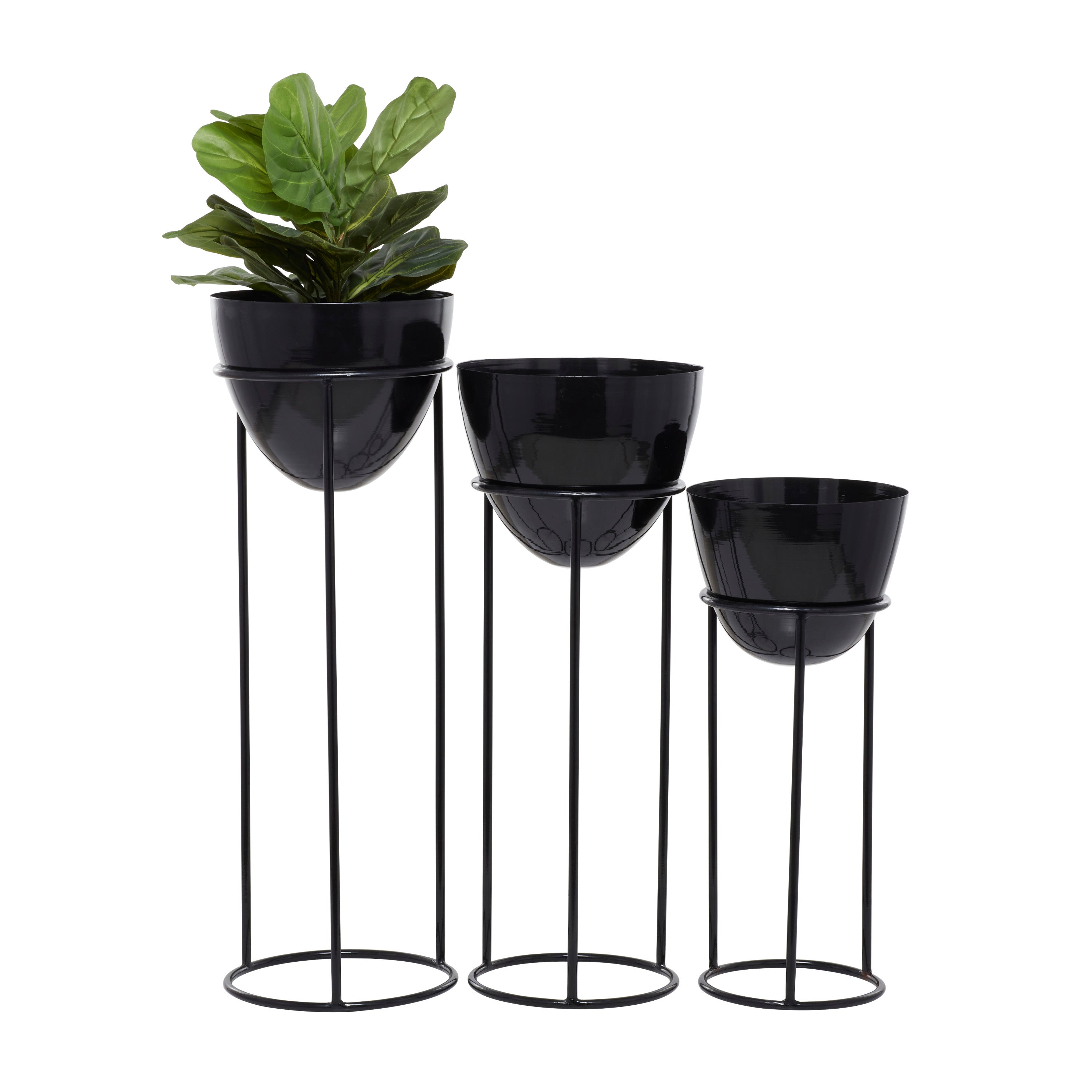 CosmoLiving by Cosmopolitan 36", 33", 26"H Black Metal Planter with Removable Stand (3 Count)