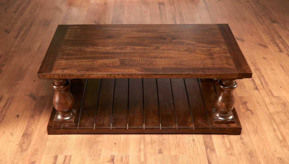 Columnar Coffee Table  Pecan Finish   Traditional   Coffee Tables   by Orchard Creek Designs  Houzz