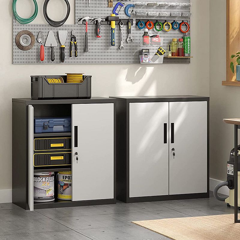 Steel Storage Cabinet， Office Cabinet with Storage Shelves and Double Doors