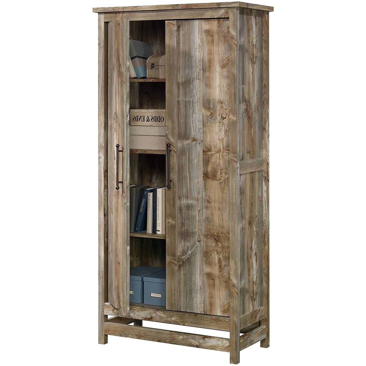 Farmhouse Storage Cabinet Wardrobe Armoire in Rustic Wood Finish - 35.2