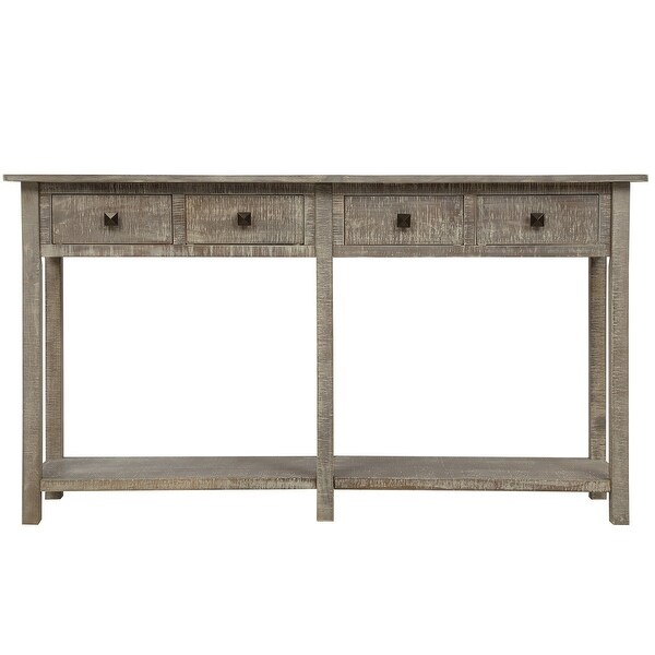 59-in Grey Rustic Console Table Texture Entryway Table